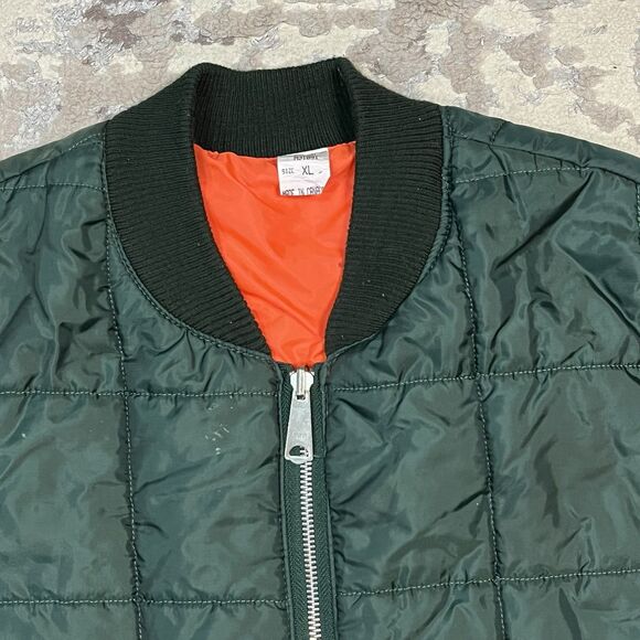 Vtg Work King Mens XL Reversible Puffer Jacket Green/Orange Poly Canada Hunting - Picture 13 of 14